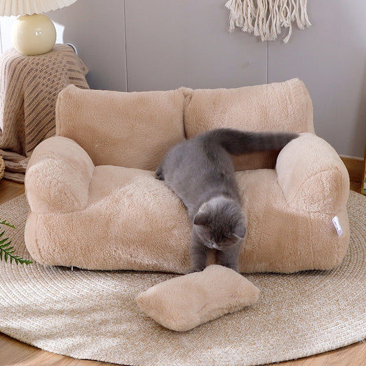 Luxury Plush Cat Sofa Bed – Cozy Winter Nest - Glow My Cat