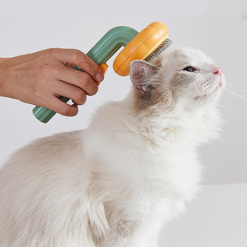 Self-Cleaning Cat Brush With Soothing Massage & Shed Control - Glow My Cat