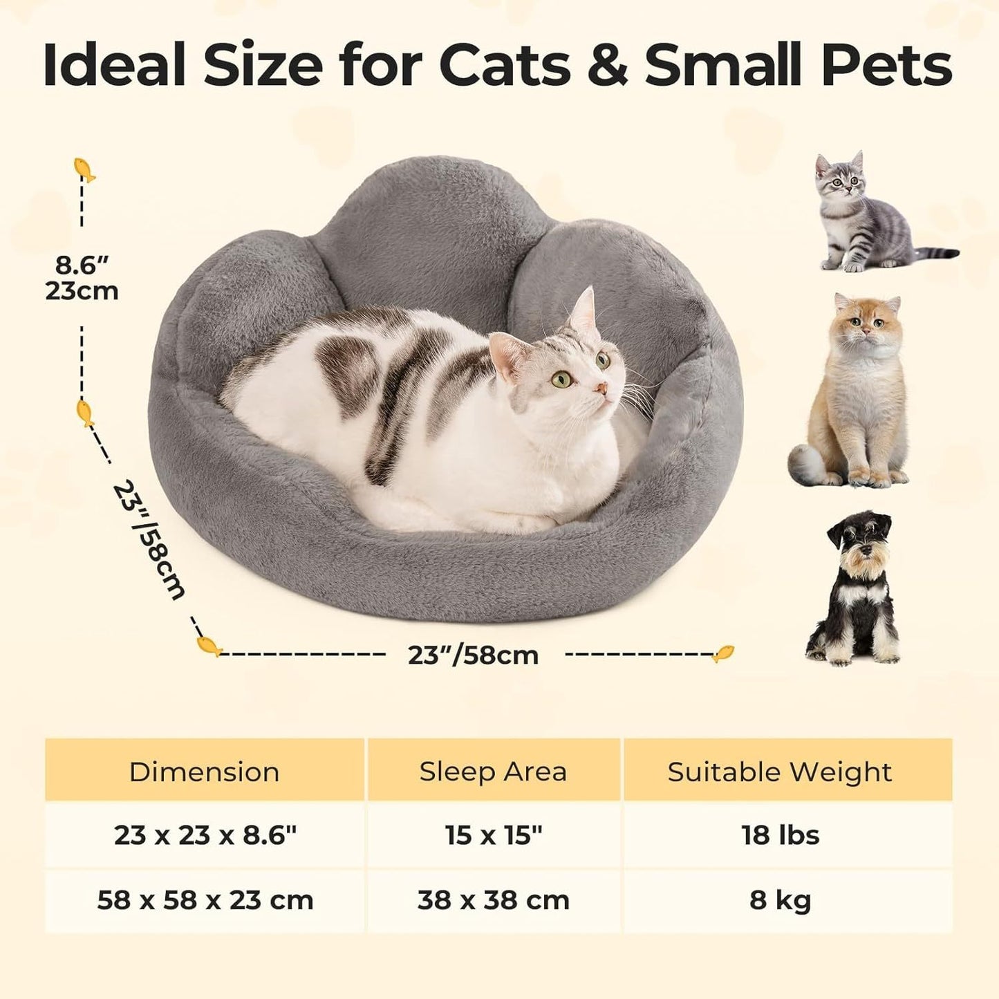 Fluffy Flower Cat Bed – Cozy, Cute & Non-Slip Comfort - Glow My Cat