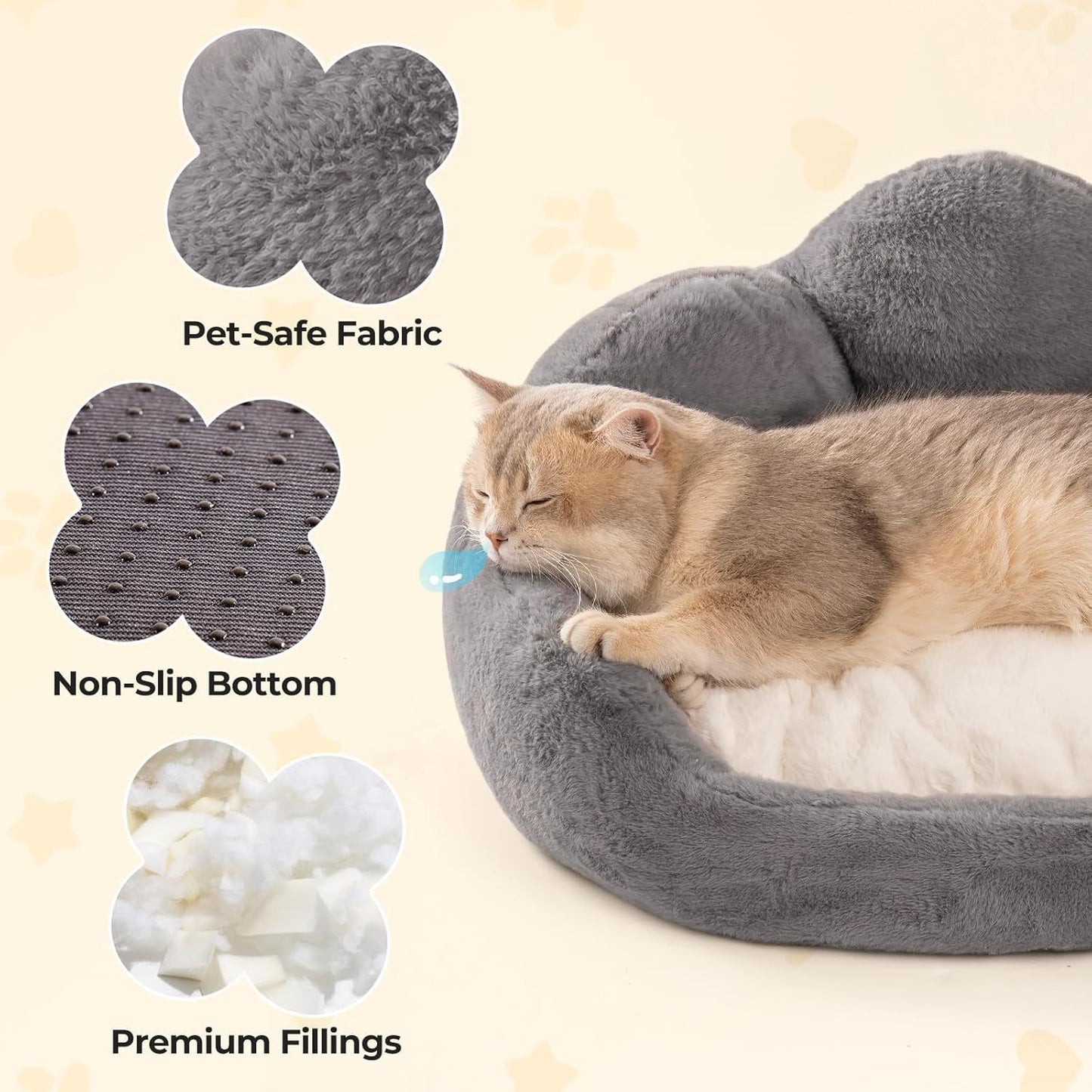 Fluffy Flower Cat Bed – Cozy, Cute & Non-Slip Comfort - Glow My Cat