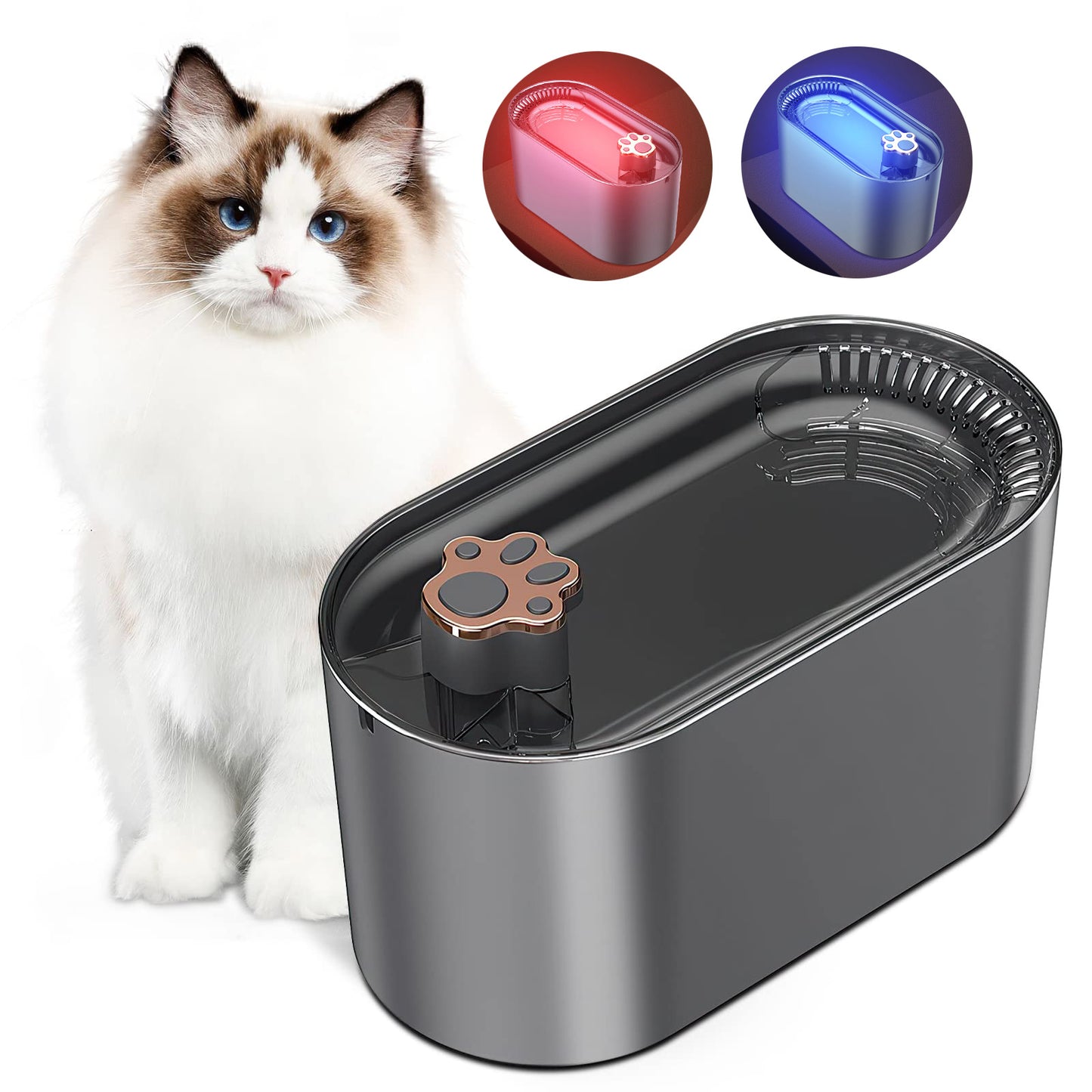 Ultra-Quiet LED Cat Water Fountain – 3L Auto Dispenser - Glow My Cat