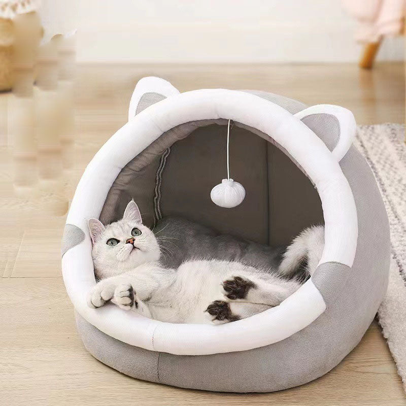 Cozy Winter Cat Litter Kennel with Plush Velvet Lining - Glow My Cat