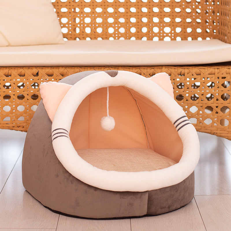 Cozy Winter Cat Litter Kennel with Plush Velvet Lining - Glow My Cat