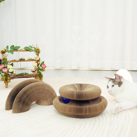 Foldable Cat Scratching Board with Ball – Cute & Durable - Glow My Cat