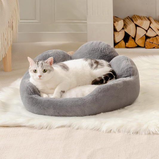 Fluffy Flower Cat Bed – Cozy, Cute & Non-Slip Comfort - Glow My Cat