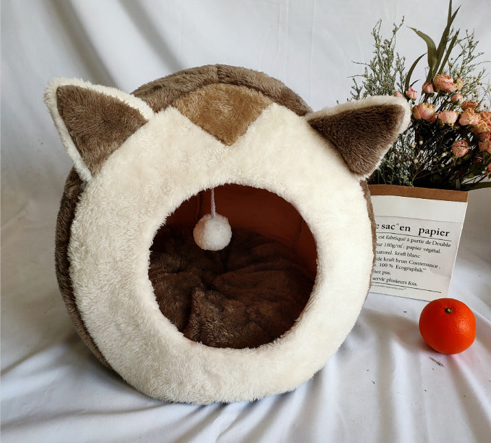 Cozy Winter Cat Litter Kennel with Plush Velvet Lining - Glow My Cat